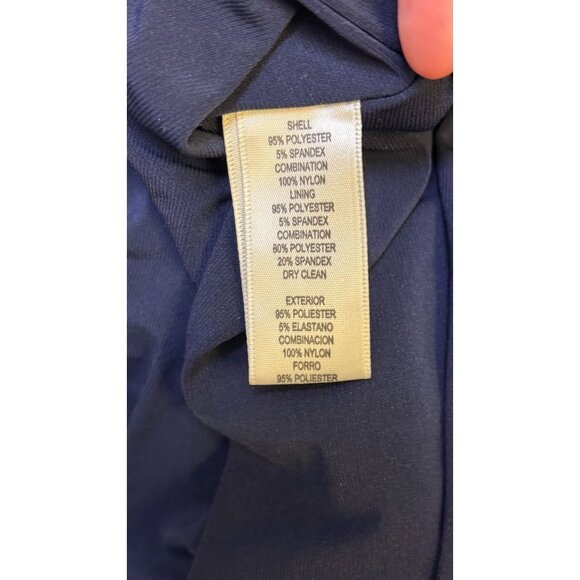 Eliza J Navy Long Formal Gown With Sequined Sleeves & Surplice Neckline Size 6 - Picture 8 of 8